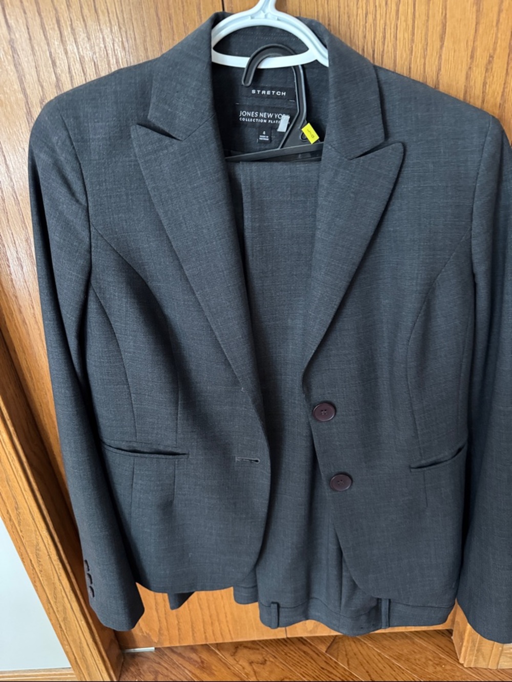 3 Piece Suit - Jones New York Charcoal Gray Stretch Women's Wool Blend